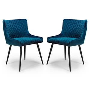 Malmo Blue Velvet Fabric Dining Chair In A Pair