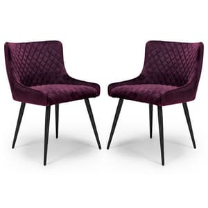 Malmo Mulberry Velvet Fabric Dining Chair In A Pair