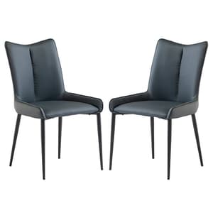 Malmo Teal Faux Leather Dining Chairs With Black Legs In Pair