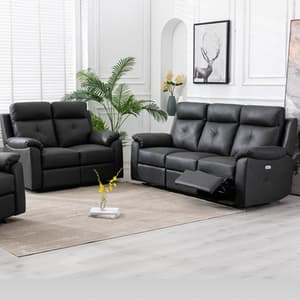 Manila Electric Leather Recliner 3+2 Sofa Set In Anthracite