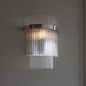 Manteo Clear Glass Rods Wall Light In Polished Nickel