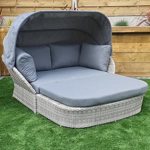 Maree Daybed With Canopy Hood In Creamy Grey