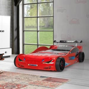 Marseille Eco Kids Racing Car Bed In Red With LED