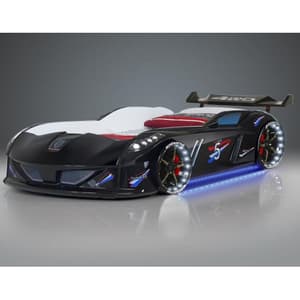Marseille Speedy Kids Racing Car Bed In Black With LED