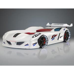 Marseille Speedy Kids Racing Car Bed In White With LED
