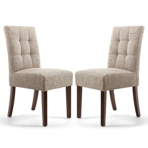 Mendoza Tweed Linen Dining Chairs With Walnut Leg In Pair