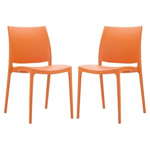 Mesa Orange Polypropylene Dining Chairs In Pair
