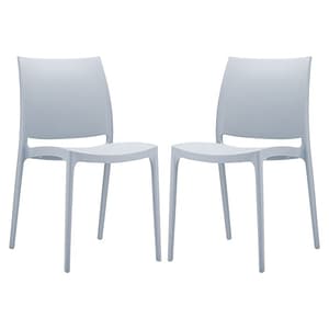Mesa Silver Grey Polypropylene Dining Chairs In Pair