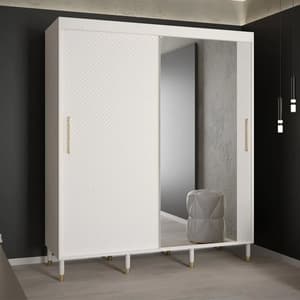 Metz II Mirrored Wardrobe With 2 Sliding Doors 180cm In White