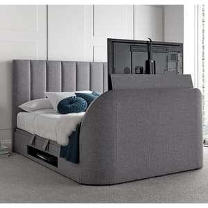 Milton Ottoman Marbella Fabric Double TV Bed In Grey