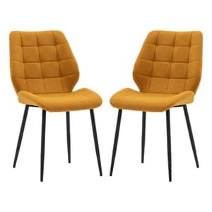 Minford Saffron Fabric Dining Chairs In Pair