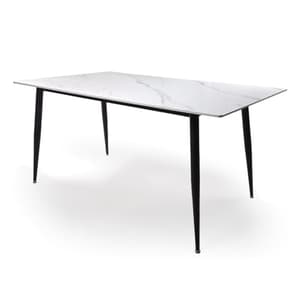 Modico Ceramic Dining Table 1.6m In White Marble Effect