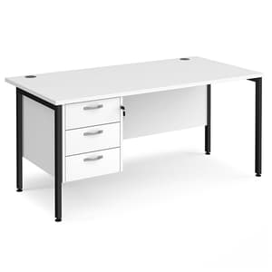 Moline 1600mm Computer Desk In White Black With 3 Drawers