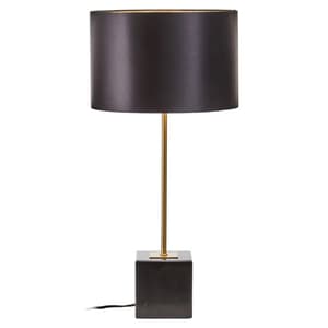 Moroni Black Linen Shade Table Lamp With Black Marble Base
