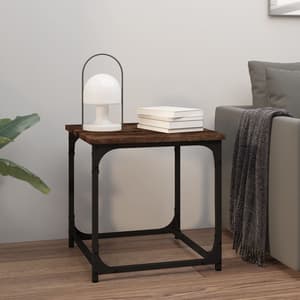 Nadra Wooden Side Table Square In Smoked Oak