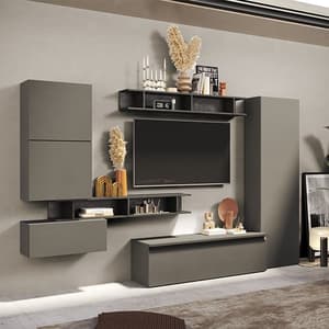Narvel Wooden Entertainment Unit In Ardesia And Piombo