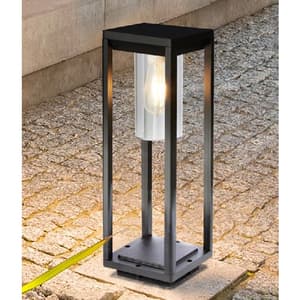 Nash Outdoor Garden Post Light In Black With Clear Glass
