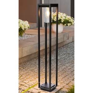 Nash Outdoor Garden Tall Post Light In Black With Clear Glass