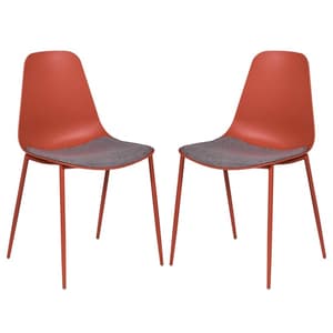 Naxos Rust Metal Dining Chairs With Fabric Seat In Pair