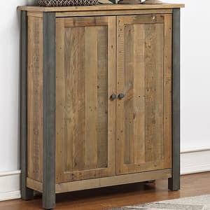 Nebura Large Wooden Shoe Storage Cabinet In Reclaimed Wood