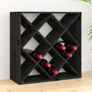 Newkirk Pine Wood Box Shape Wine Rack In Black