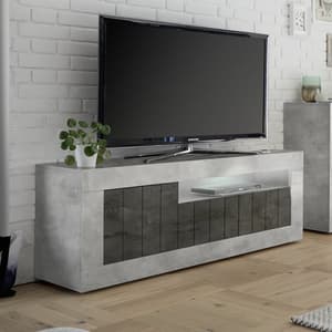 Nitro LED 3 Door Wooden TV Stand In Cement Effect And Oxide
