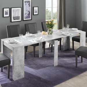 Nitro Large Extending Wooden Dining Table In Cement Effect