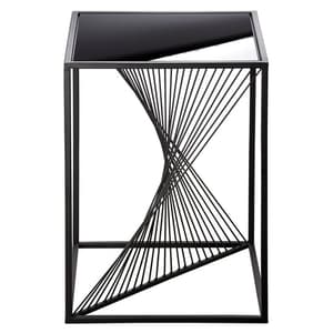 Nixa Glass Side Table Square With Metal Frame In Black