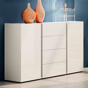 Noah High Gloss Sideboard 2 Doors 4 Drawers In White Anthracite