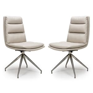 Nobo Taupe Faux Leather Dining Chair With Steel Legs In Pair