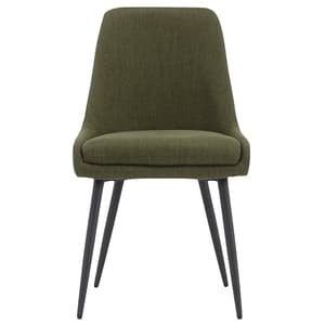 Norton Fabric Dining Chair In Dark Green With Metal Frame