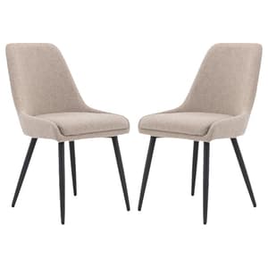 Norton Steel Grey Fabric Dining Chairs With Metal Frame In Pair