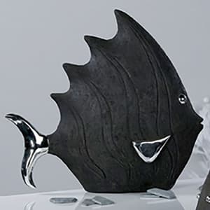 Ocala Polyresin Fish Sculpture Large In Black And Silver