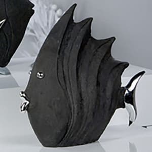 Ocala Polyresin Fish Sculpture Small In Black And Silver