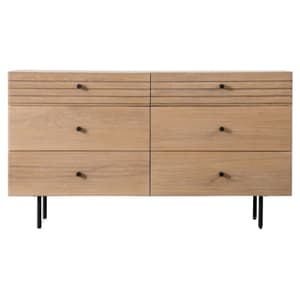 Okonma Wooden Chest Of 6 Drawers With Metal Legs In Oak
