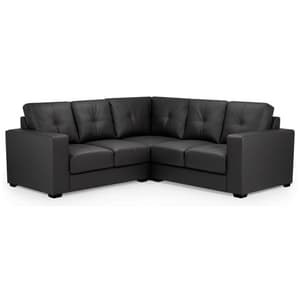 Olivia Large Faux Leather Corner Sofa In Black