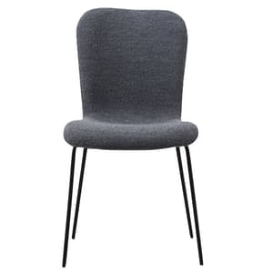 Ontario Fabric Dining Chair In Dark Grey With Black Metal Frame