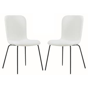 Ontario Ivory Fabric Dining Chairs With Black Frame In Pair