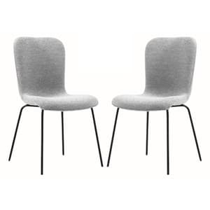 Ontario Light Grey Fabric Dining Chairs With Black Frame In Pair
