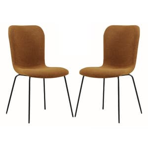 Ontario Tan Fabric Dining Chairs With Black Frame In Pair
