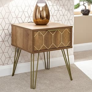 Ormskirk Lamp Table In Mango Wood Effect With 1 Drawer