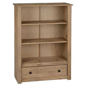 Prinsburg Wooden 1 Drawer Bookcase In Natural Wax