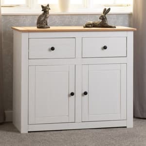 Pavia Sideboard 2 Doors 2 Drawers In White And Natural Wax
