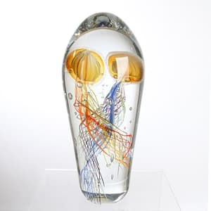 Paperweight Glass Medusa Design Sculpture In Gold