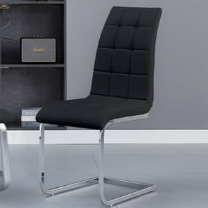 Paris Faux Leather Dining Chair In Black