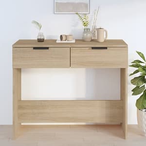 Phila Wooden Console Table With 2 Drawers In Sonoma Oak