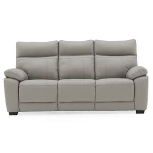 Posit Leather 3 Seater Sofa In Light Grey