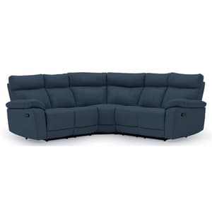Posit Recliner Leather Corner Sofa In Indigo Blue