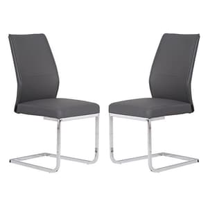Prestina Dining Chair In Grey Faux Leather In A Pair