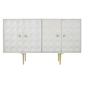 Profi Wooden Sideboard In White With Indented Circles Design